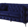 90″ Blue Velvet And Black Sofa