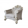 43″ Two Tone Ivory Fabric And Antique Pearl Striped Arm Chair