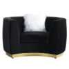 48″ Black Velvet Chair And A Half