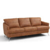 81″ Camel Leather And Black Sofa