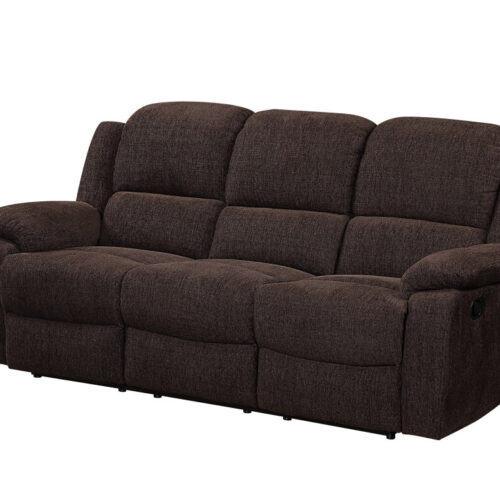 79″ Brown Chenille And Black Sofa