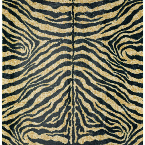 8′ X 10′ Black and Gold Animal Print Shag Handmade Non Skid Area Rug