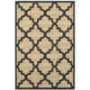 10′ x 13′ Beige and Black Geometric Stain Resistant Indoor Outdoor Area Rug