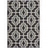 9′ X 13′ Black and Gray Geometric Stain Resistant Indoor Outdoor Area Rug