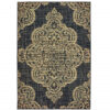 9′ X 13′ Black and Tan Oriental Stain Resistant Indoor Outdoor Area Rug