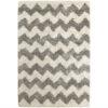 6′ X 9′ Grey And Ivory Geometric Shag Power Loom Stain Resistant Area Rug