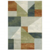 6′ X 9′ Grey Teal Blue Rust Green And Ivory Geometric Power Loom Stain Resistant Area Rug