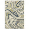 8′ X 10′ Ivory Blue And Beige Abstract Power Loom Stain Resistant Area Rug