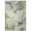 10′ X 13′ Blue Green Grey And Ivory Abstract Power Loom Stain Resistant Area Rug