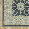 6′ X 9′ Teal Blue Ivory Green And Grey Oriental Power Loom Stain Resistant Area Rug