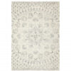 8′ X 11′ Ivory And Grey Floral Power Loom Stain Resistant Area Rug