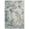 6′ X 9′ Blue Ivory Grey Brown Beige And Light Blue Abstract Power Loom Stain Resistant Area Rug