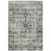 10′ X 13′ Ivory Grey Charcoal Blue And Taupe Oriental Power Loom Stain Resistant Area Rug