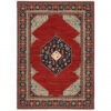 8′ X 11′ Red Blue Orange And Ivory Oriental Power Loom Stain Resistant Area Rug With Fringe