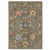 5′ X 8′ Grey Blue Pink Orange Rust Red Green And Ivory Oriental Power Loom Stain Resistant Area Rug With Fringe