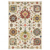 8′ X 11′ Ivory Yellow Rust Green Grey Pink Orange Blue And Grey Oriental Power Loom Stain Resistant Area Rug With Fringe