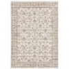 8′ X 11′ Ivory And Grey Oriental Power Loom Stain Resistant Area Rug With Fringe