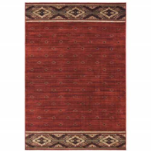 10′ X 13′ Berry Gold And Ivory Southwestern Power Loom Stain Resistant Area Rug