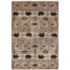 8′ X 10′ Ivory And Black Southwestern Power Loom Stain Resistant Area Rug