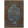 6′ X 9′ Blue Gold Green Red Orange And Purple Oriental Power Loom Stain Resistant Area Rug