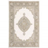 10′ X 13′ Beige Ivory Tan Gold Grey And Green Oriental Power Loom Stain Resistant Area Rug