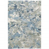 8′ X 11′ Grey Blue Ivory Navy Beige And Brown Abstract Power Loom Stain Resistant Area Rug