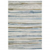 8′ X 11′ Grey Blue Ivory Brown Beige And Navy Abstract Power Loom Stain Resistant Area Rug