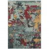 5′ X 7′ Blue And Red Abstract Power Loom Stain Resistant Area Rug