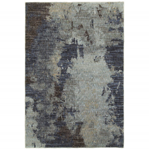 5′ X 7′ Navy And Blue Abstract Power Loom Stain Resistant Area Rug