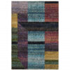 5′ X 7′ Purple Blue Teal Gold Green Red And Pink Geometric Power Loom Stain Resistant Area Rug