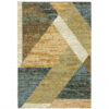 9′ X 12′ Gold Blue Green Rust Beige Purple And Teal Geometric Power Loom Stain Resistant Area Rug