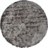 8′ Gray And Black Round Shag Tufted Handmade Area Rug