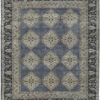 9′ X 12′ Blue Gray And Taupe Wool Floral Hand Knotted Stain Resistant Area Rug