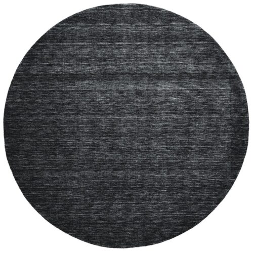 10′ Black Round Wool Hand Woven Stain Resistant Area Rug