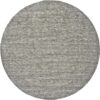 10′ Gray And Ivory Round Wool Hand Woven Stain Resistant Area Rug