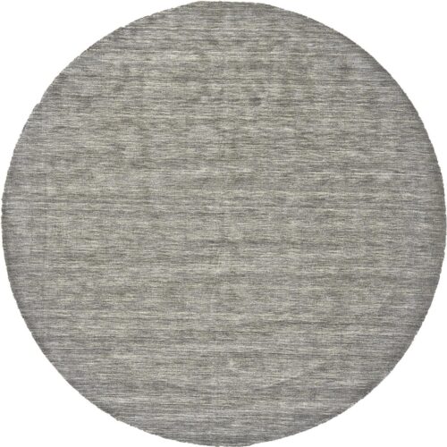 10′ Gray And Ivory Round Wool Hand Woven Stain Resistant Area Rug