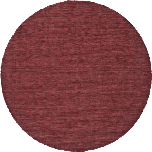 8′ Red Round Wool Hand Woven Stain Resistant Area Rug