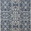 10′ X 14′ Blue Ivory And Black Floral Distressed Stain Resistant Area Rug