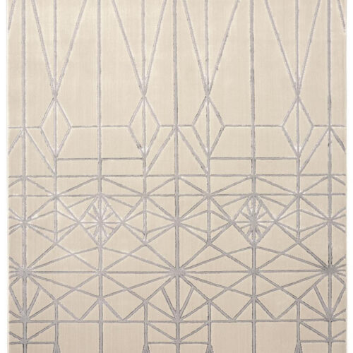 8′ X 11′ White Silver And Gray Geometric Stain Resistant Area Rug