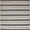 10′ X 14′ Black And White Striped Dhurrie Hand Woven Stain Resistant Area Rug