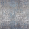 5′ X 8′ Blue Gray And Silver Abstract Power Loom Distressed Area Rug With Fringe