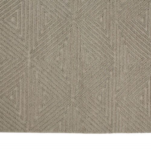 8′ X 10′ Tan And Ivory Wool Geometric Hand Woven Area Rug With Fringe