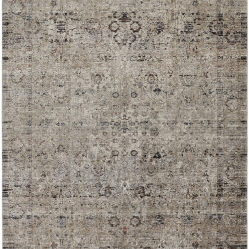 8′ X 10′ Taupe Ivory And Gray Abstract Distressed Area Rug With Fringe