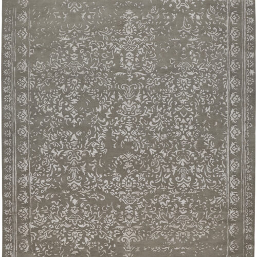 10′ X 14′ Gray Taupe And Silver Wool Floral Tufted Handmade Distressed Area Rug