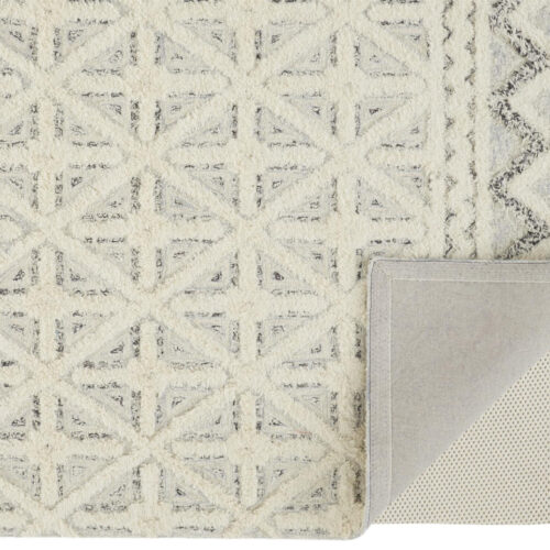 10′ X 14′ Ivory And Black Wool Geometric Tufted Handmade Stain Resistant Area Rug