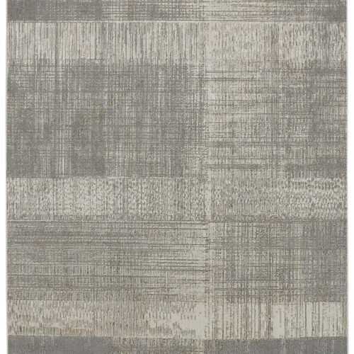 7′ X 10′ Gray And Ivory Abstract Stain Resistant Area Rug