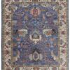 5′ X 8′ Blue And Red Wool Floral Hand Knotted Stain Resistant Area Rug