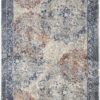 8′ X 11′ Blue Ivory And Red Floral Power Loom Distressed Stain Resistant Area Rug