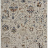 8′ X 10′ Ivory Orange And Blue Floral Power Loom Distressed Area Rug With Fringe