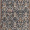 12′ X 15′ Blue Orange And Ivory Floral Power Loom Area Rug With Fringe